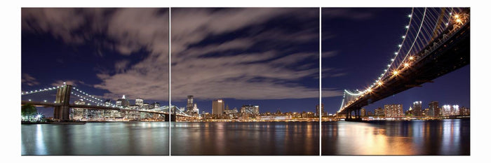 NYC At Night - Photography Triptych Print - 3 Panel Landscape Photography