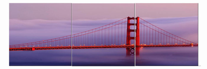 Golden Gate Purple - Photography Triptych Print - 3 Panel Landscape Photography