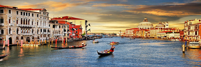 Gondola on the Canal - Photography Print on Canvas - Canvas Panoramic Wall Art