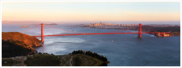 Golden Gate Panorama - Photography Print on Canvas - Canvas Panoramic Wall Art