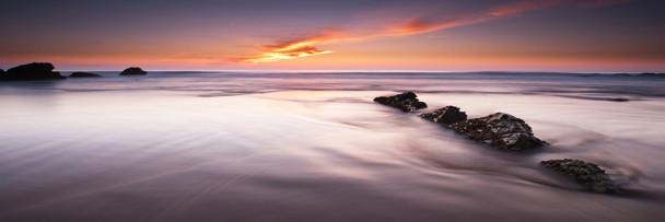 Purple Beach - Photography Print on Canvas - Canvas Panoramic Wall Art