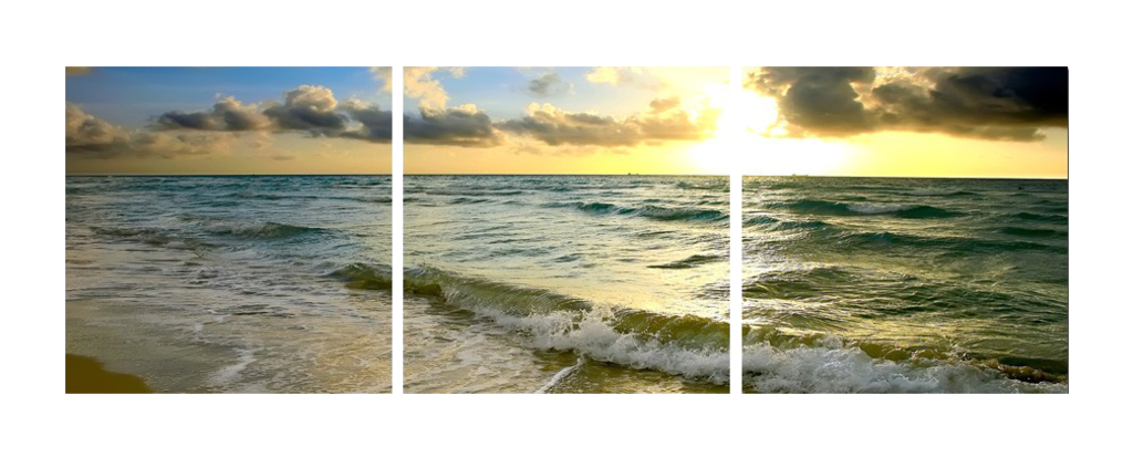 Waves at Sunset - Photography Triptych Print - 3 Panel Landscape Photography