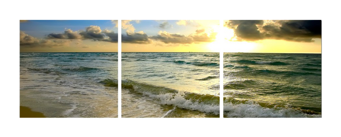 Waves at Sunset - Photography Triptych Print - 3 Panel Landscape Photography