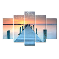 Golden Sun Over the Pier - 5 Panel Canvas Print - 5 Panel Canvas Wall Art