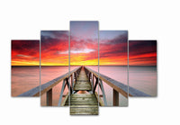 Red and Purple Sunset 2 - 5 Panel Canvas Print - 5 Panel Canvas Wall Art