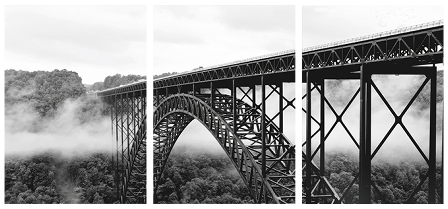 New River Gorge Bridge - Photography Triptych Print - 3 Panel Landscape Photography