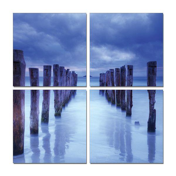 Jetty on the Lake Quadtych Decor Print