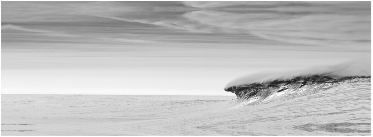 Wave on the Horizon (B&amp;W) - Photography Print on Canvas - Canvas Panoramic Wall Art