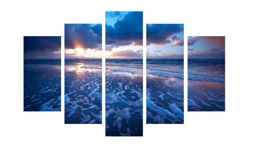 Sunset Along the Beach - 5 Panel Canvas Print - 5 Panel Canvas Wall Art