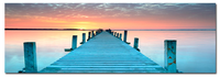 Golden Sun Over the Pier - Photography Print on Canvas - Canvas Panoramic Wall Art