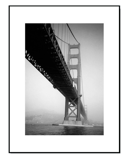 Golden Gate Bridge: Framed Black and White Photography Print