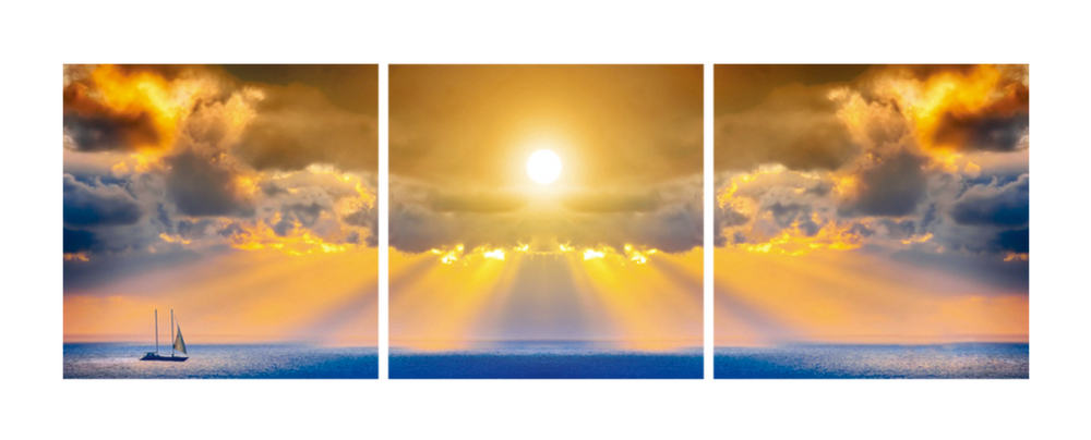 Sun Through Dramatic Clouds - Photography Triptych Print - 3 Panel Landscape Photography