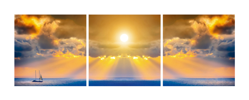 Sun Through Dramatic Clouds - Photography Triptych Print - 3 Panel Landscape Photography