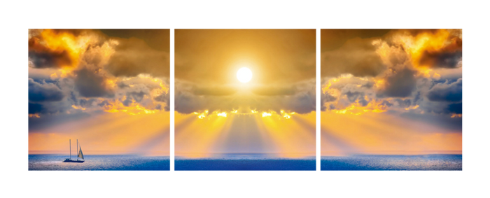 Sun Through Dramatic Clouds - Photography Triptych Print - 3 Panel Landscape Photography